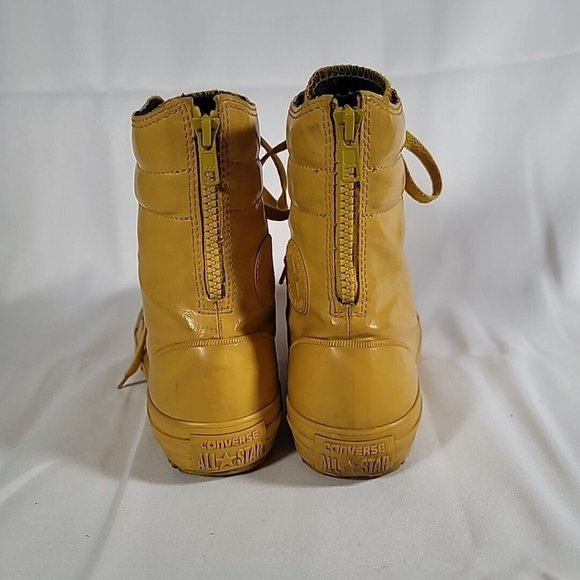Converse Chuck Taylor Hi-Rise Boot Rubber Yellow Rear Zip 549589C Size W 5.5 - Picture 5 of 12